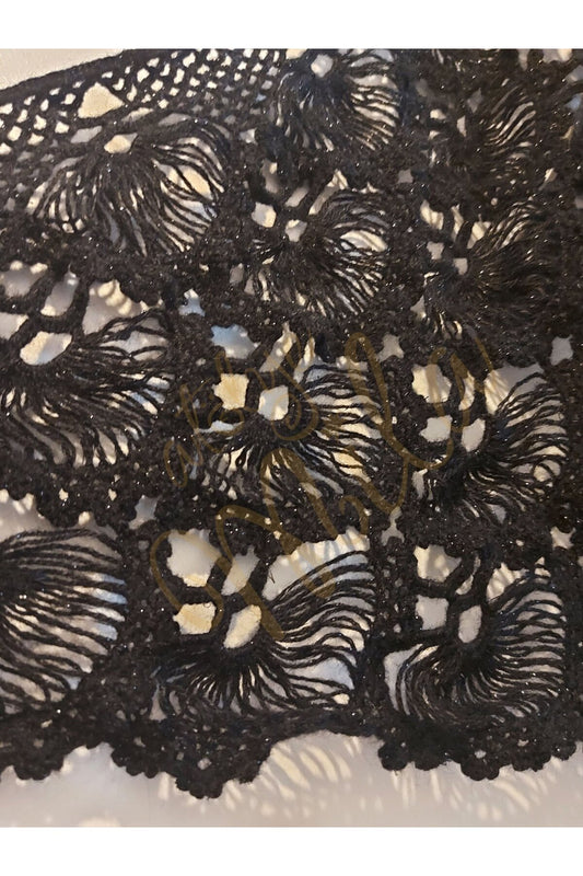 Siyah Yelpaze Model Şal