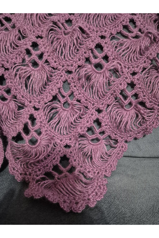 Mor Yelpaze Model Şal