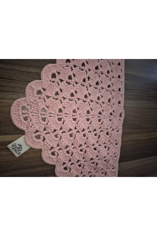 Pembe yelpaze model örgü bandana