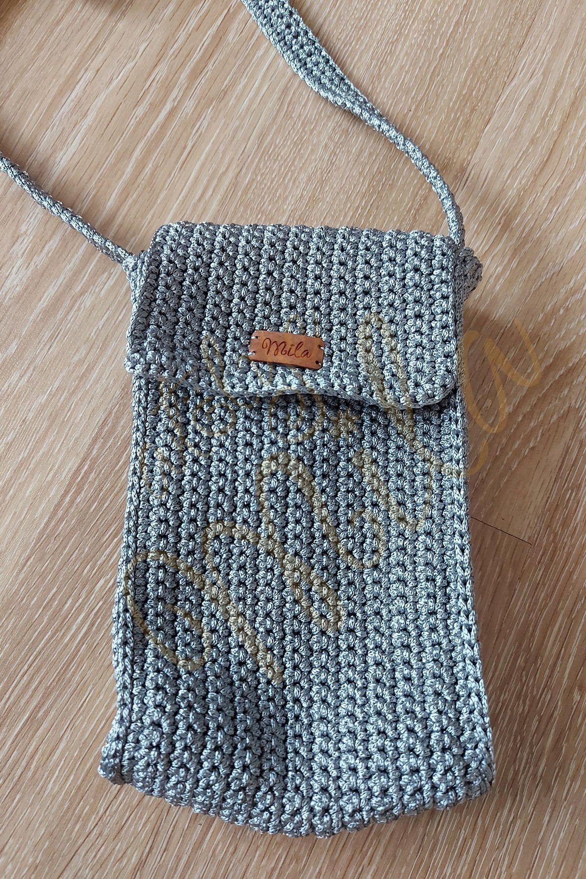 Gri Enli Telefon Çantası