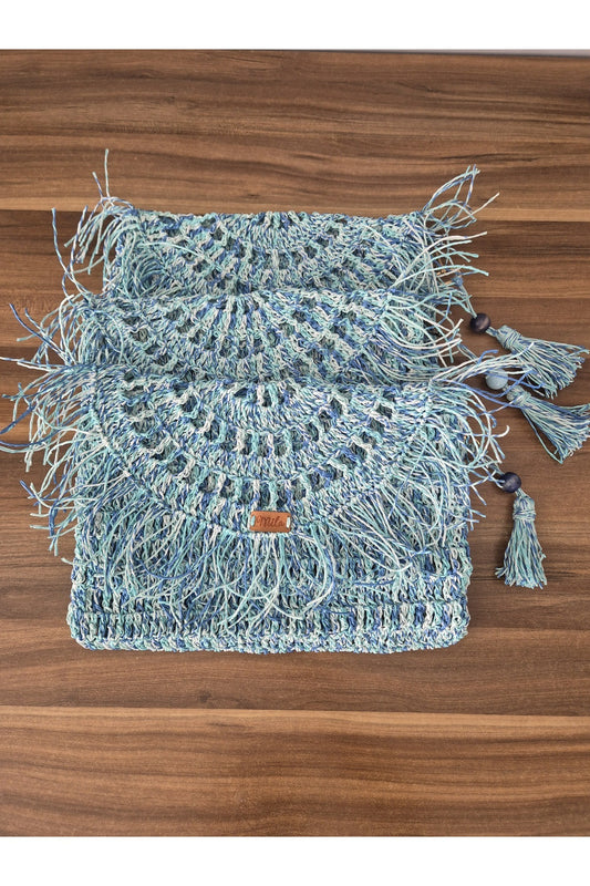 Mavi kağıt ip portföy çanta