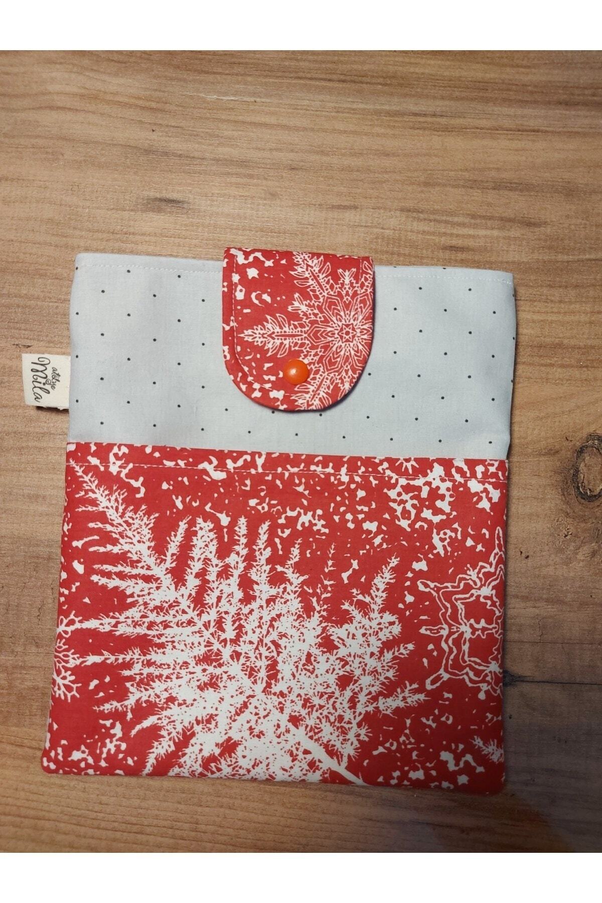 Kırmızı Kış Temalı Kitap Çantası- Kitap Kılıfı