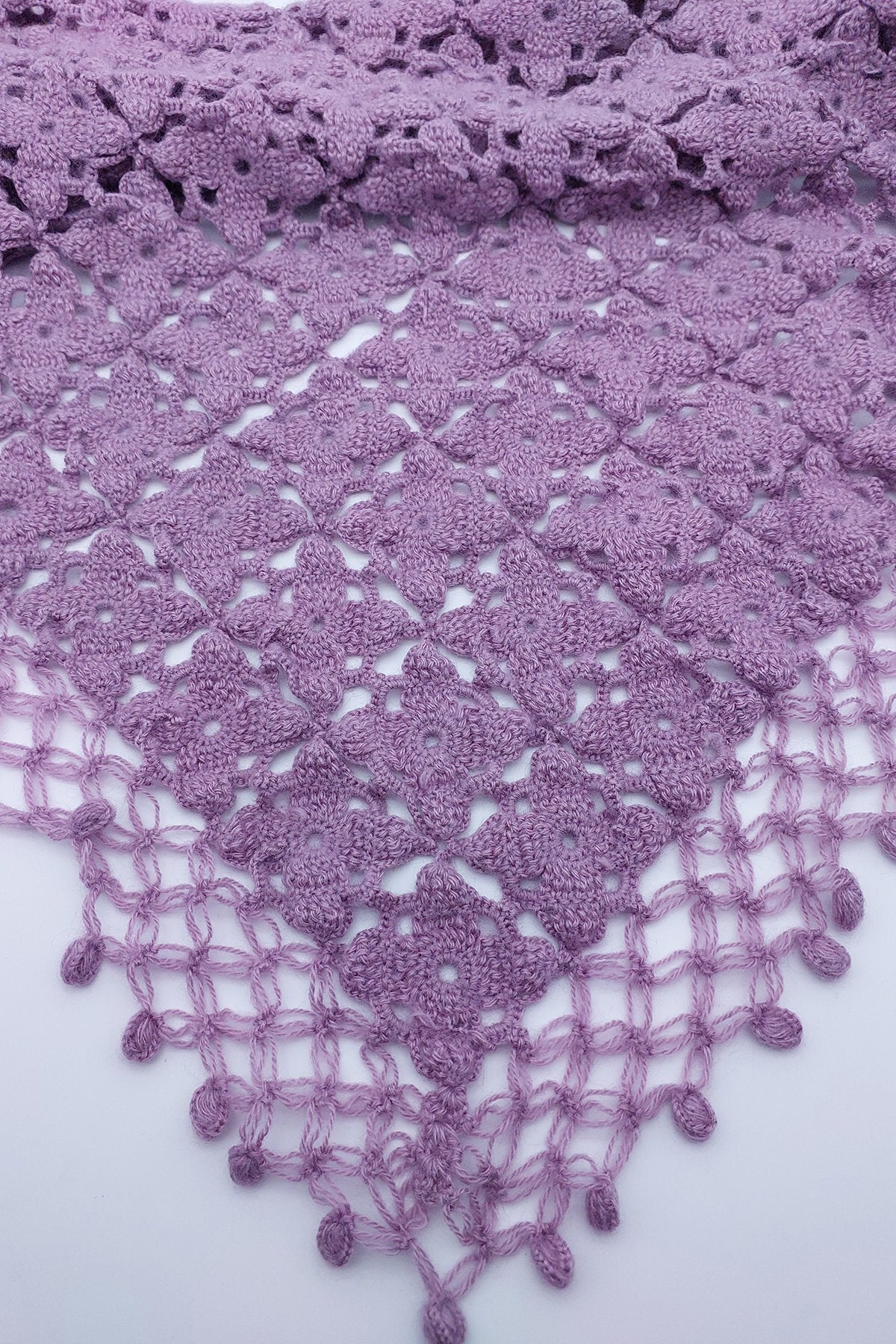 Mor Kare Çiçekli Şal