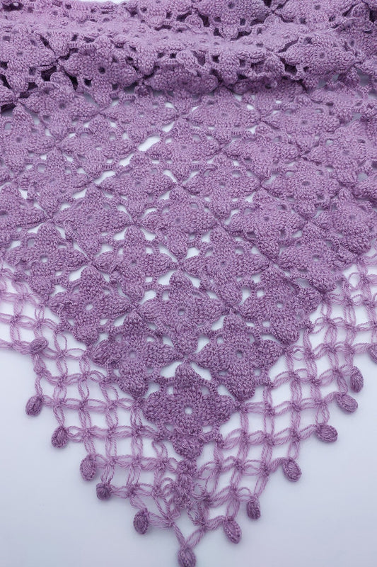 Mor Kare Çiçekli Şal