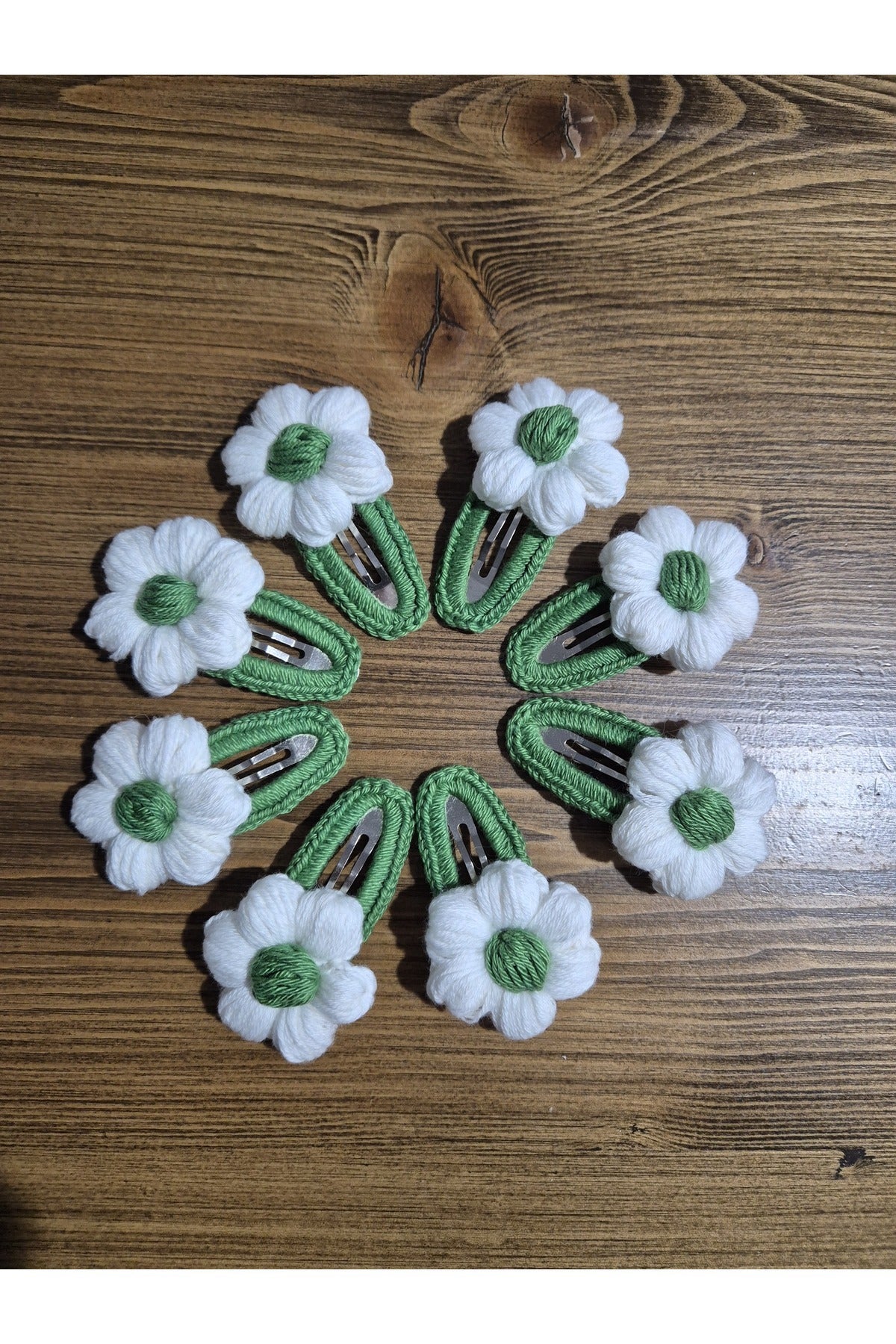 Yeşil Papatya Örgü Toka