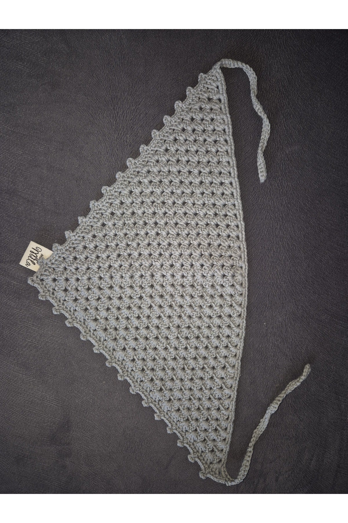 GRİ ÇITÇIT MODELLİ ÖRGÜ BANDANA