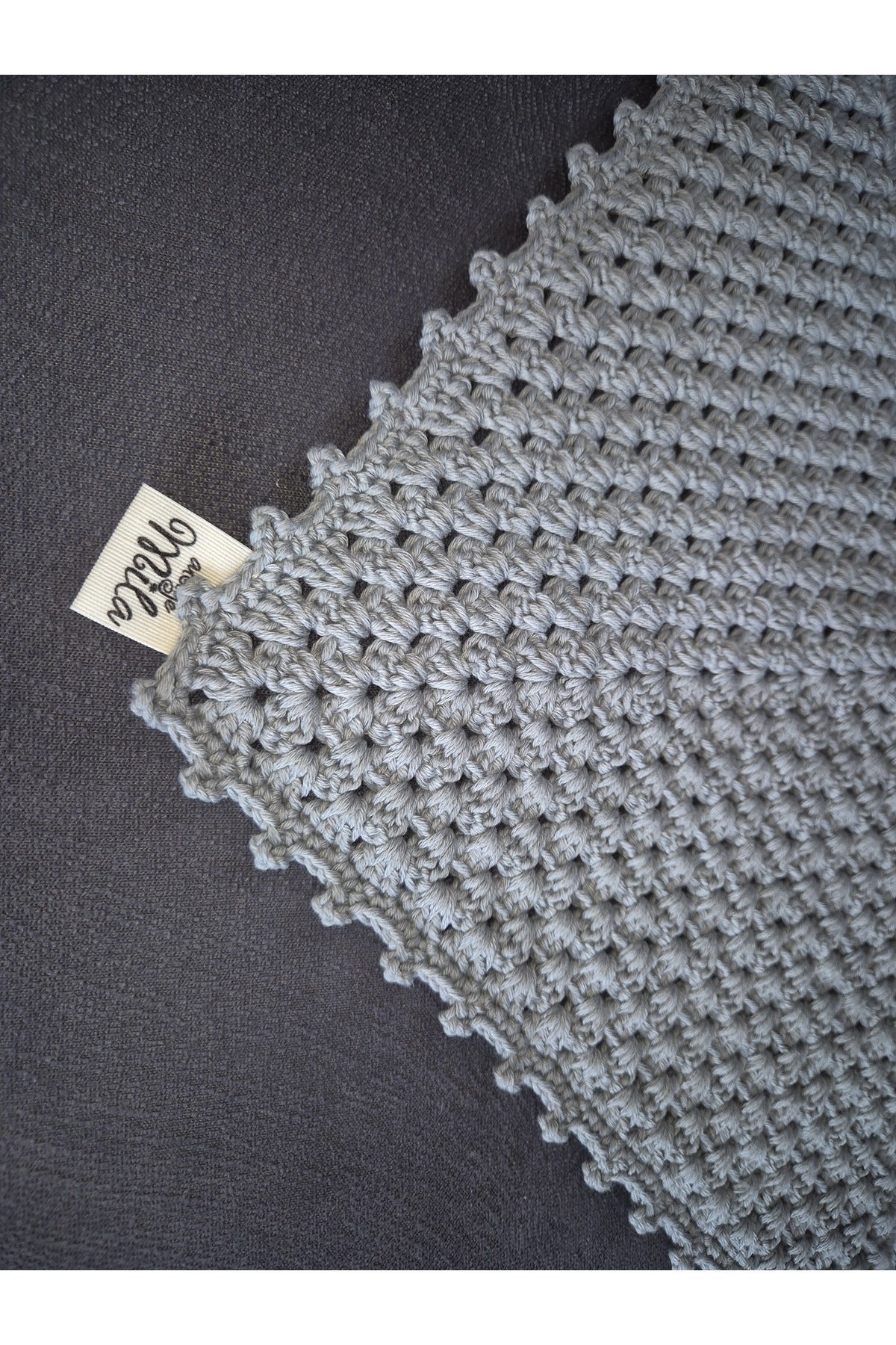 GRİ ÇITÇIT MODELLİ ÖRGÜ BANDANA