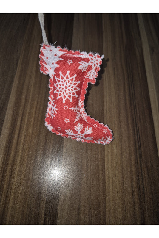 KIRMIZI KIŞ TEMALI KUMAŞ AYAKKABI SÜS