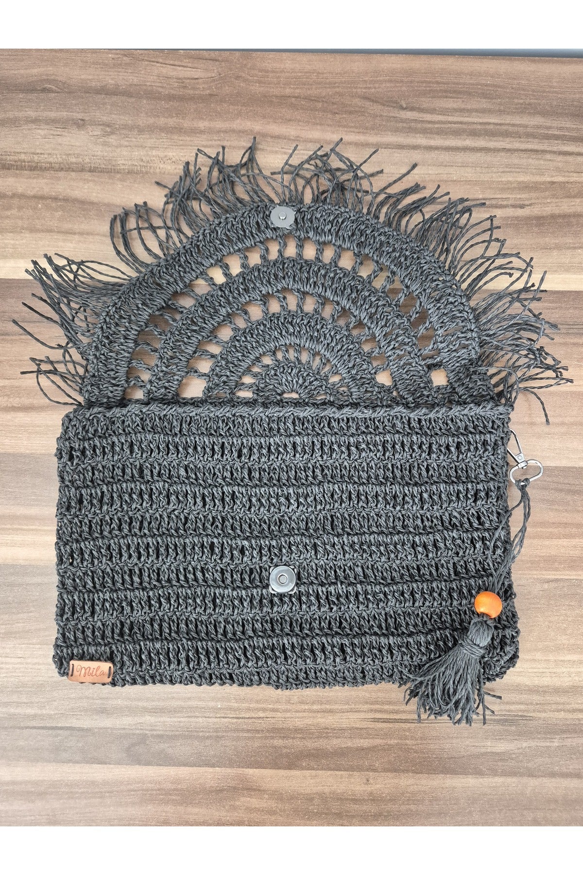 Siyah kağıt ip portföy çanta