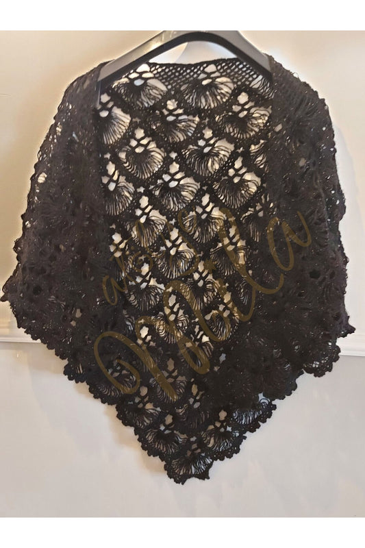 Siyah Yelpaze Model Şal