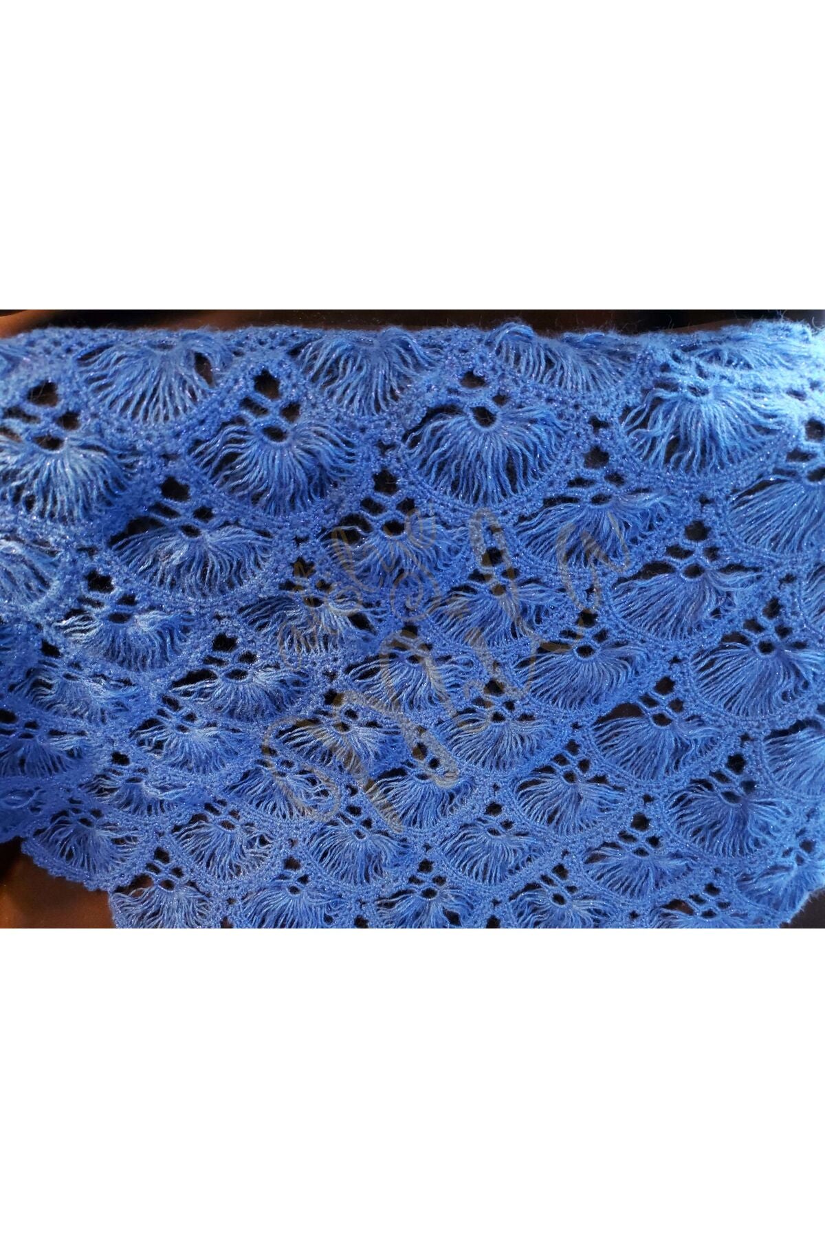 Koyu Mavi Yelpaze Model Şal