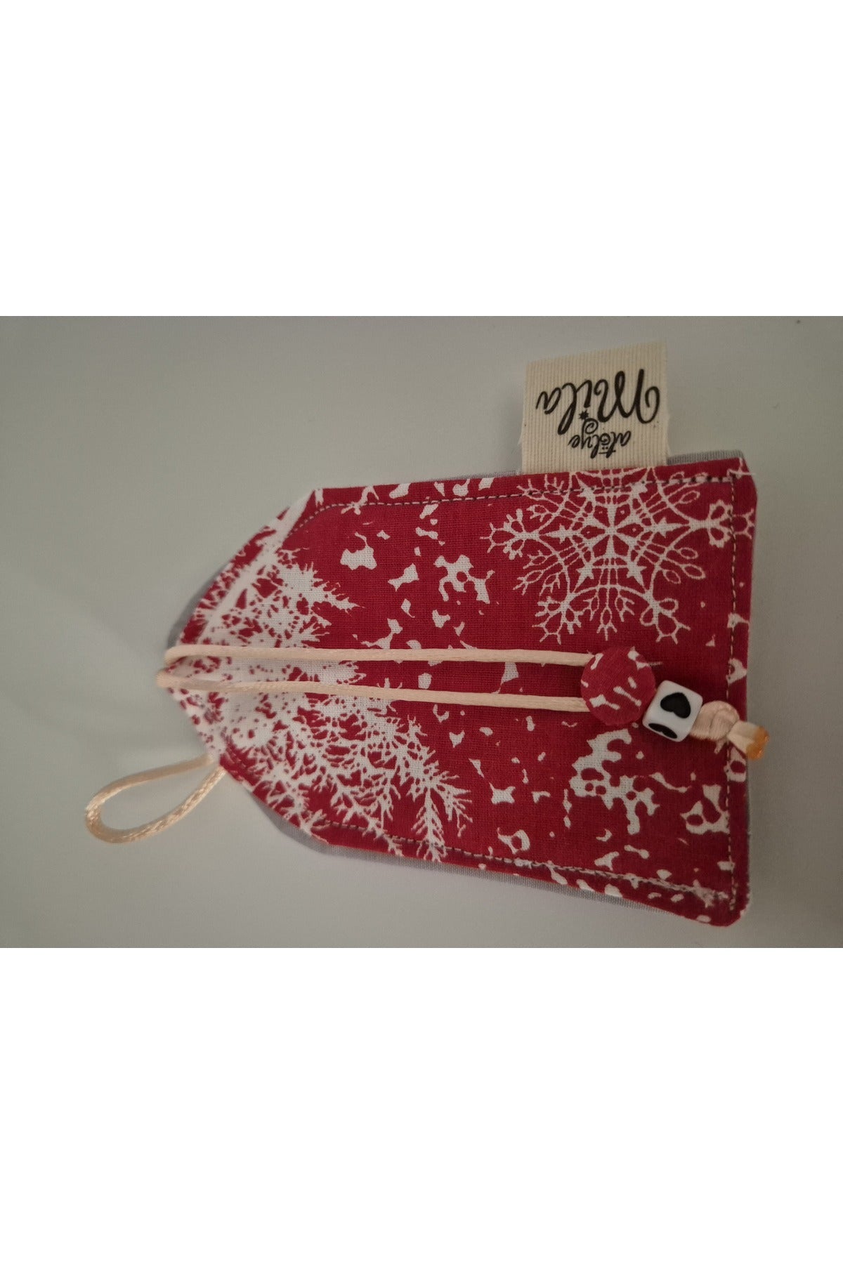 Kırmızı Kış Desenli Düzenleyici KUMAŞ ANAHTARLIK