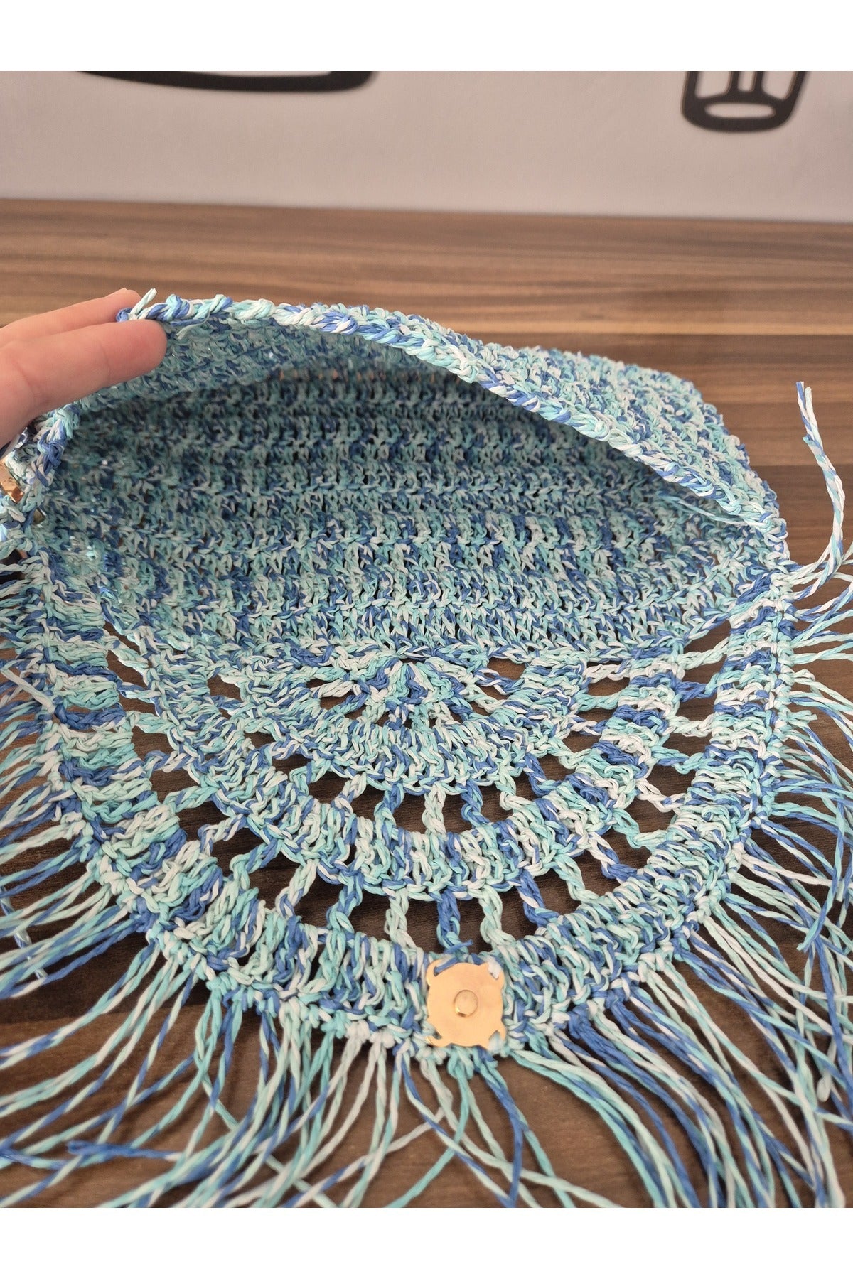 Mavi kağıt ip portföy çanta