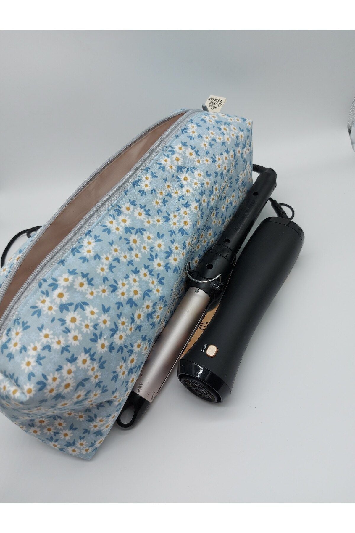 Mavi Minik Çiçekli Büyük Boy Düzenleyici Çanta
