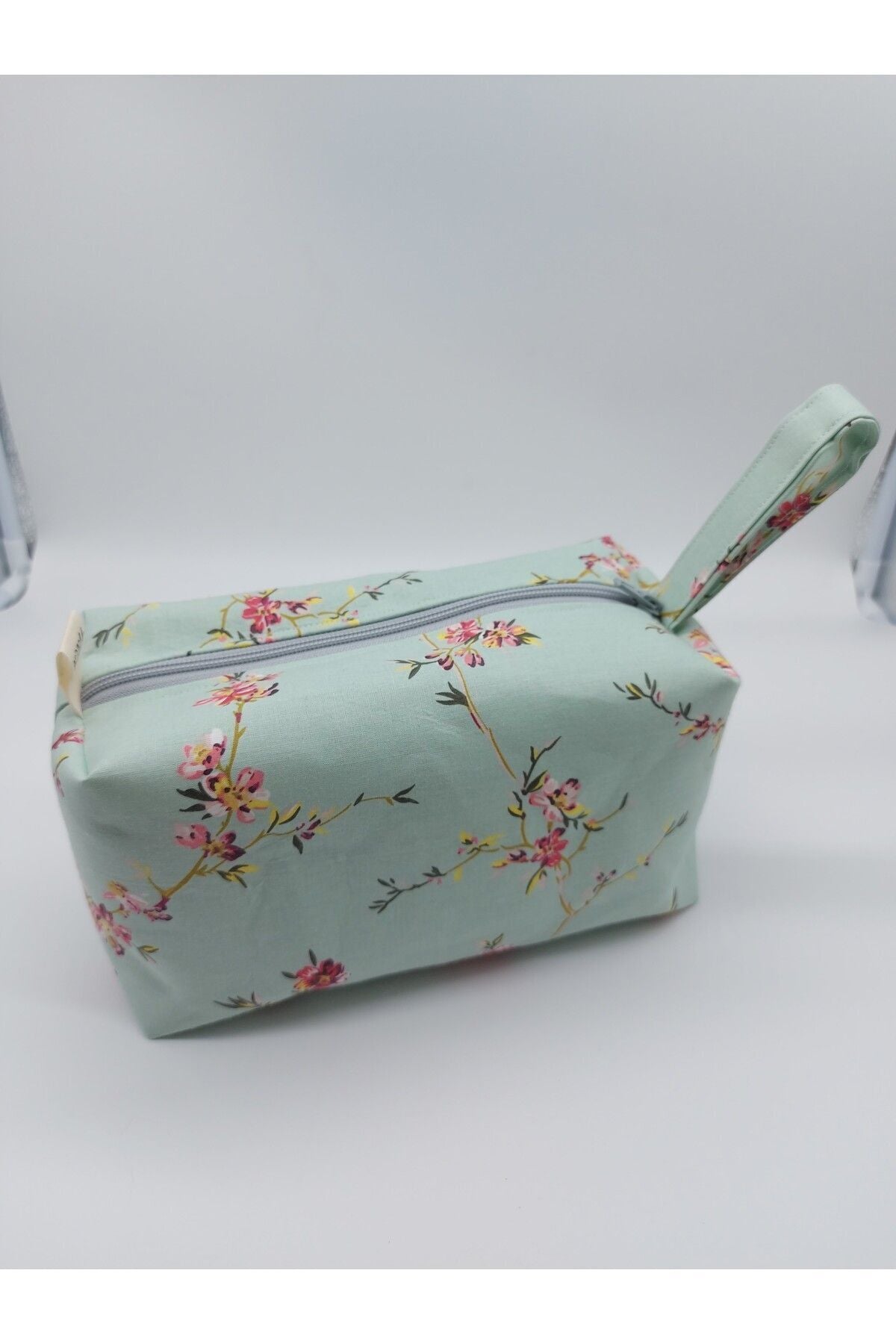 Pembe Çiçekli Bahar Dalı Dikdörtgen Çanta
