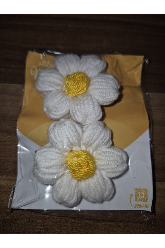 BEYAZ SARI PAPATYA ÖRGÜ TOKA