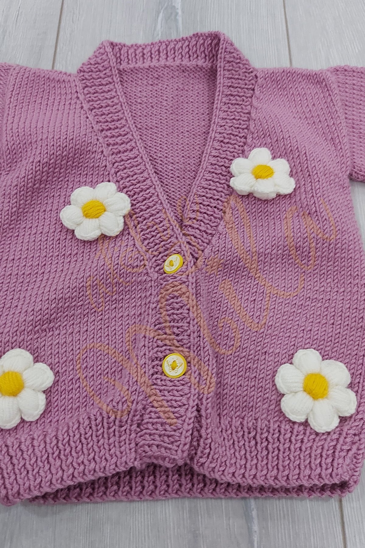 Papatyalı Mor Hırka Küçük Yaş