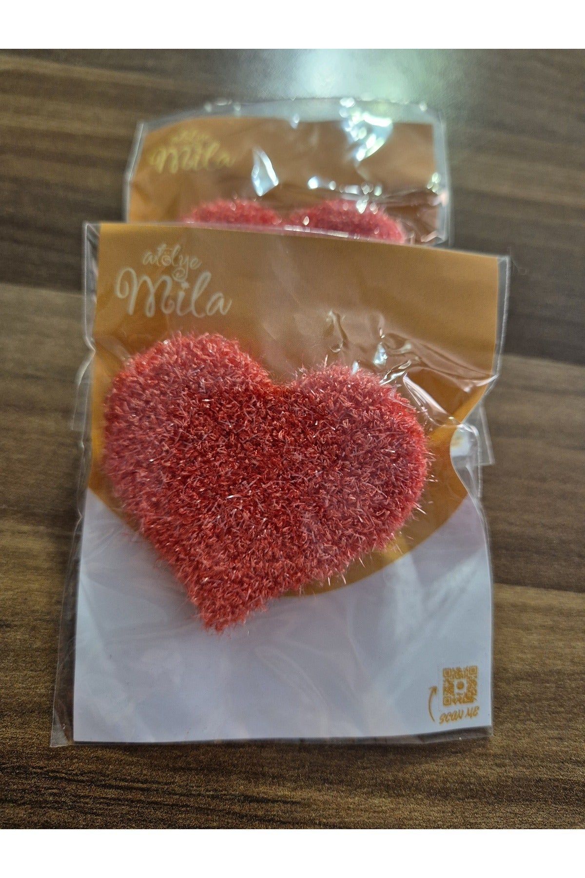 PEMBE SİMLİ İP KALPLİ PUNCH TOKA