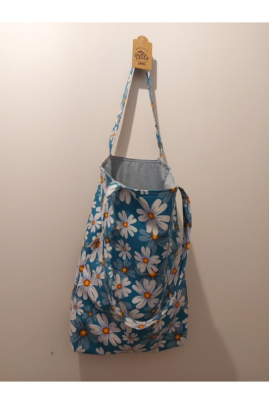 Yeşil- Beyaz Çiçekli Kumaş Omuz Çantası