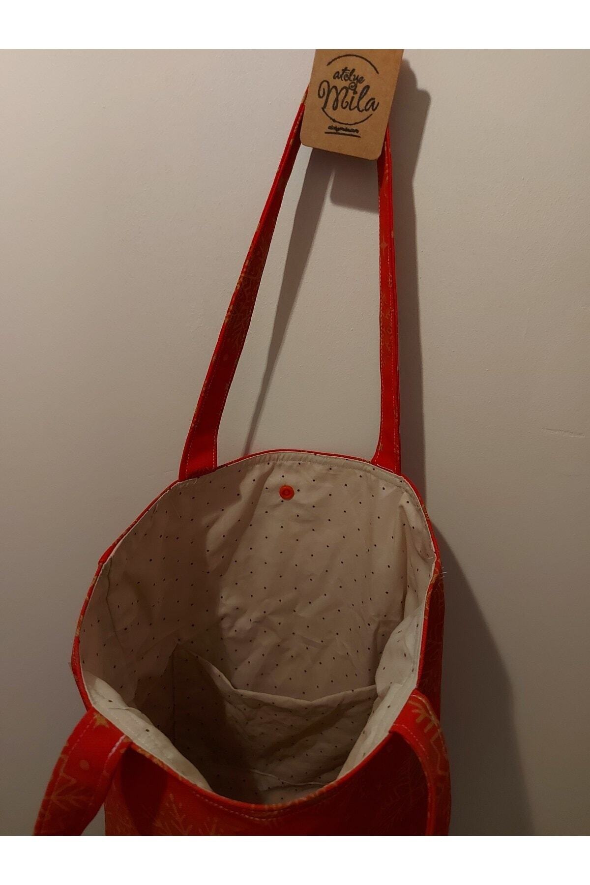 Kırmızı Gold Kar Taneli Kumaş Omuz Çantası