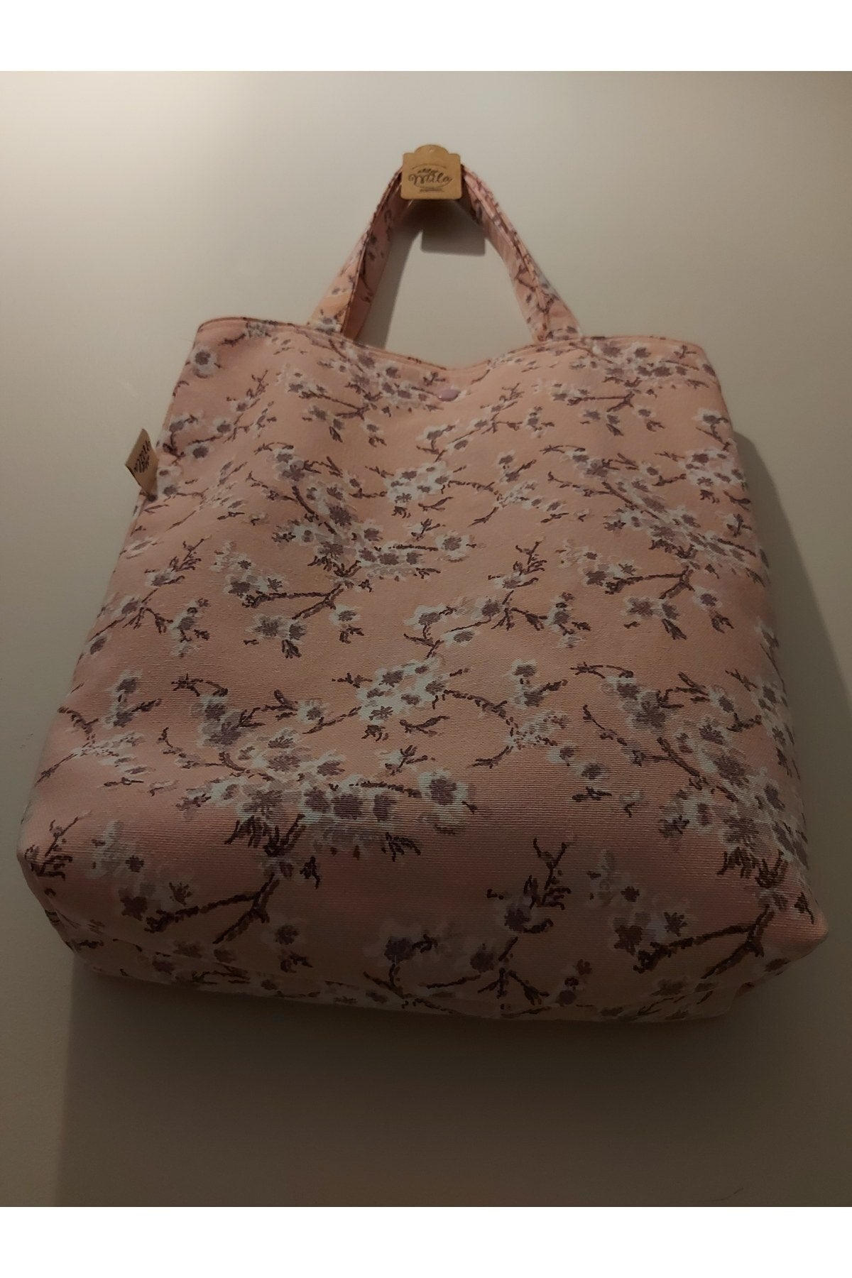 Pembe Mor Dallı Kumaş Omuz Çantası