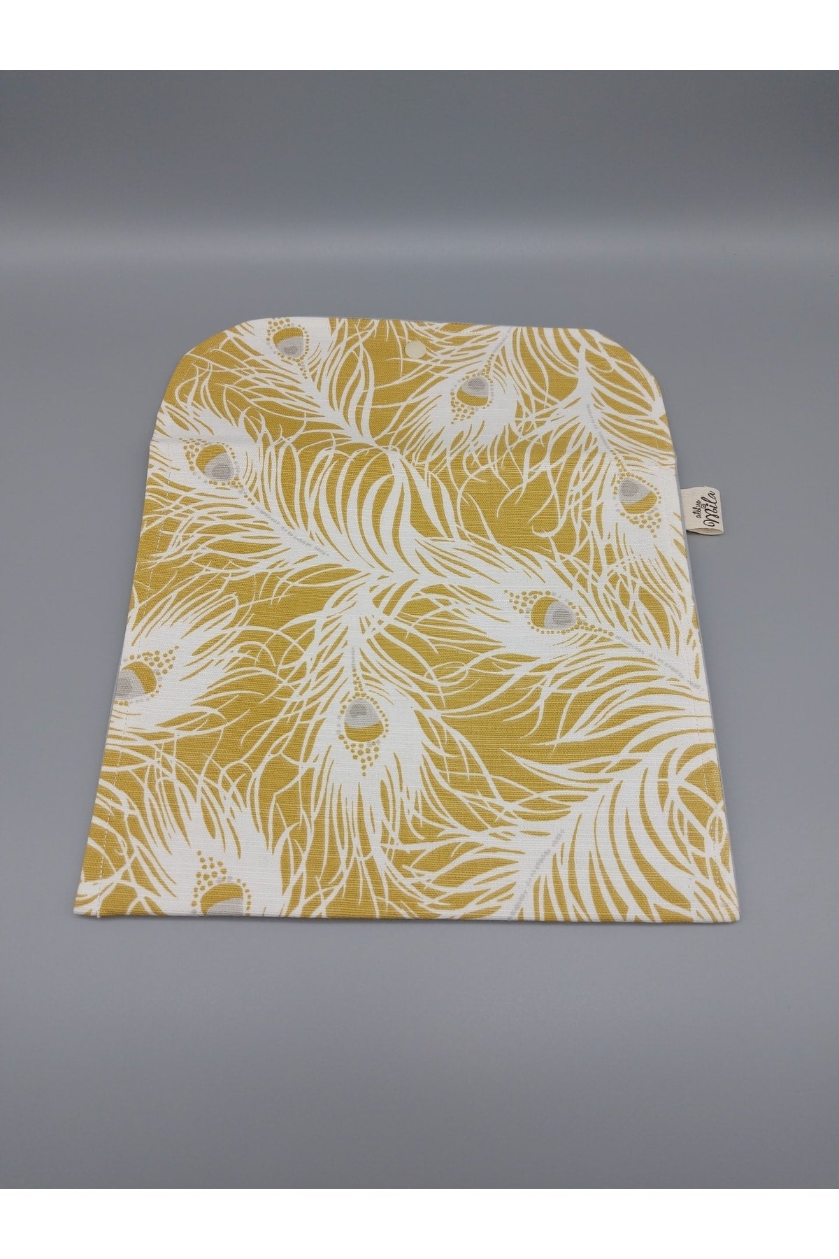 Sarı Tüy Desenli Kitap Çantası- Tablet Kılıfı