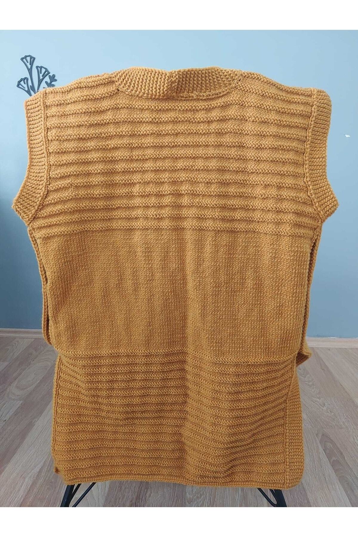 Tarçın Rengi Örgü Anne Yeleği