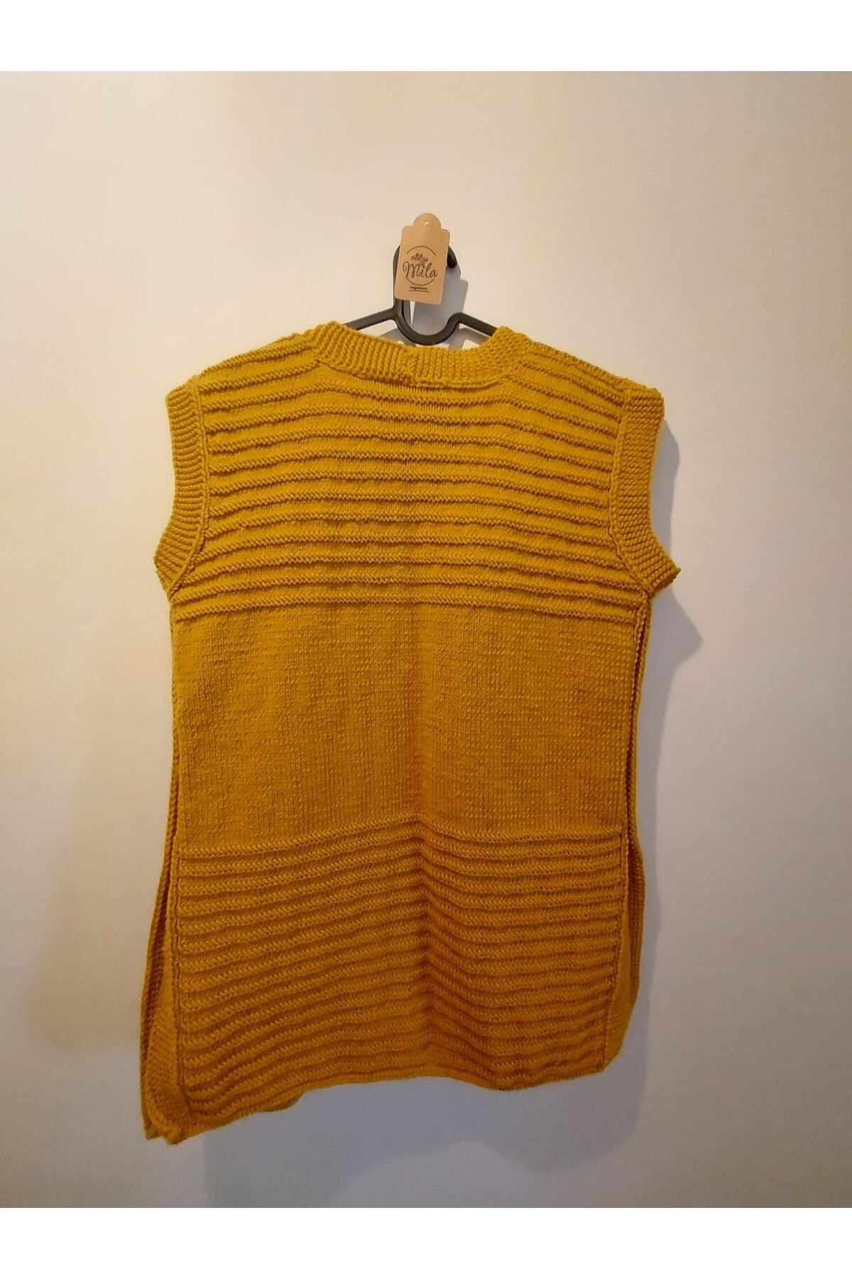 Tarçın Rengi Örgü Anne Yeleği
