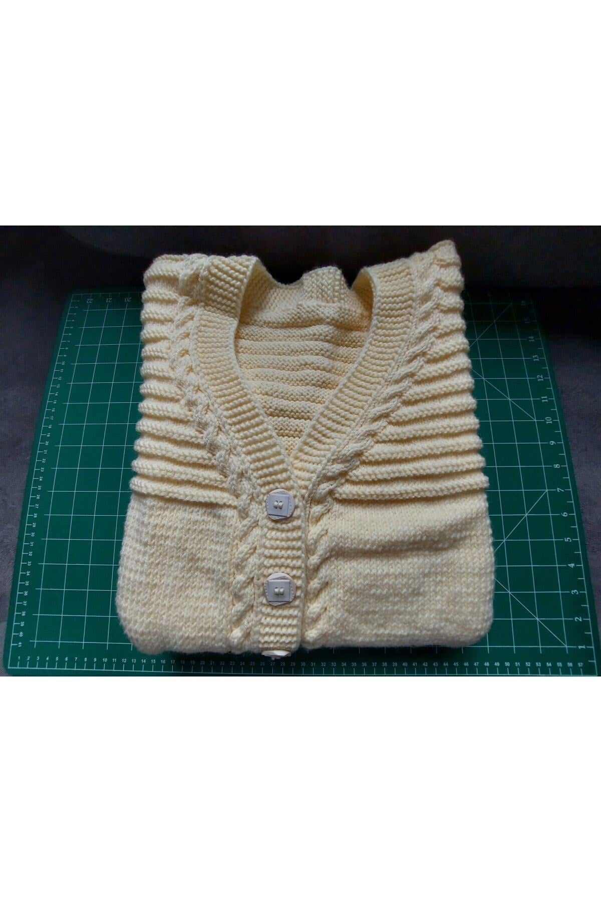 Krem Rengi Örgü Anne Yeleği